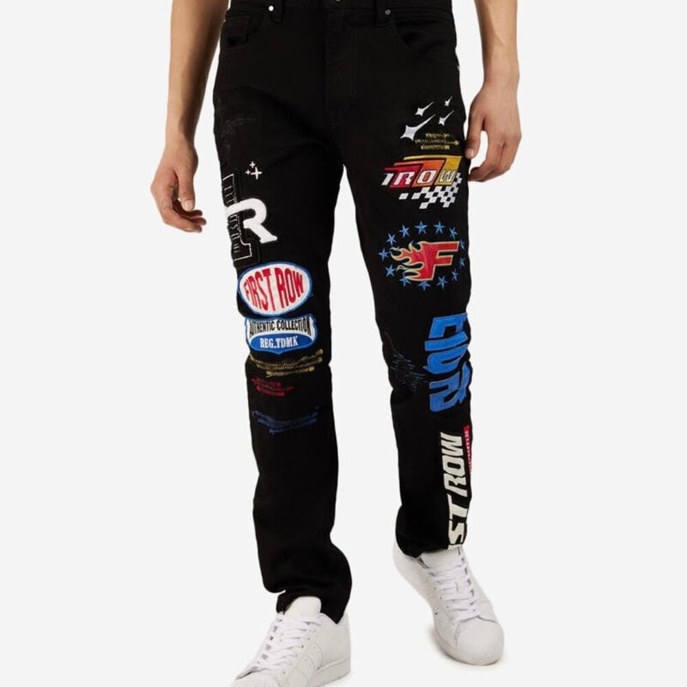NWT First Row Men's‎ Racing Straight Jeans Black
